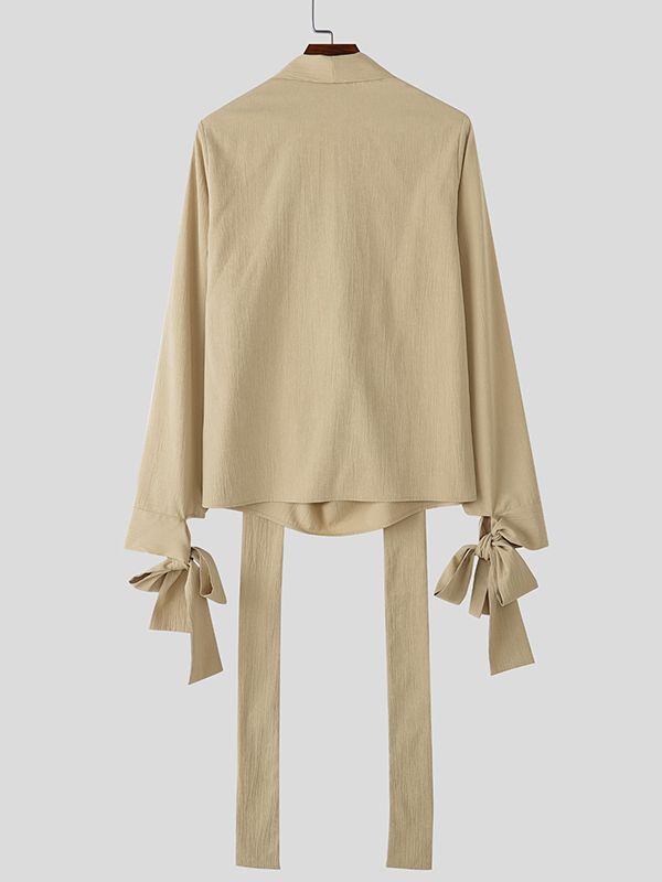 Men's Deconstructed Textured Ribbon Long Sleeve Shirt SKUL36630