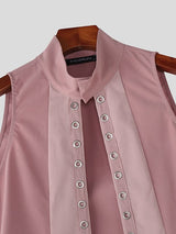 Men's Contrast Color Eyelet Sleeveless Cardigan SKUL47942