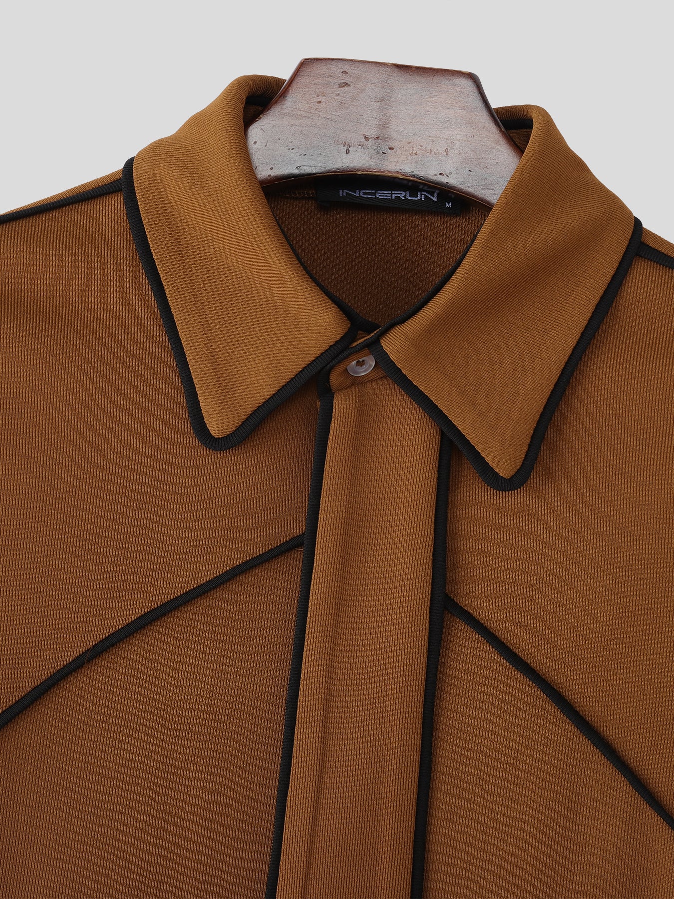 Men's Colorblock Texture Long Sleeve Shirt SKUL29721