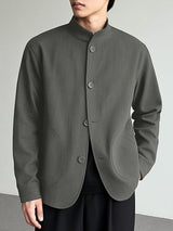 Men's Solid Stand Collar Casual Long Sleeve Blazer SKUL29754