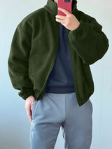 Men's Solid Color Fleece Long Sleeve Jacket SKUL39013