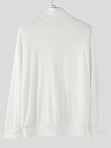 Men's Texture Half Placket Zip Long Sleeve Sweater SKUL34483