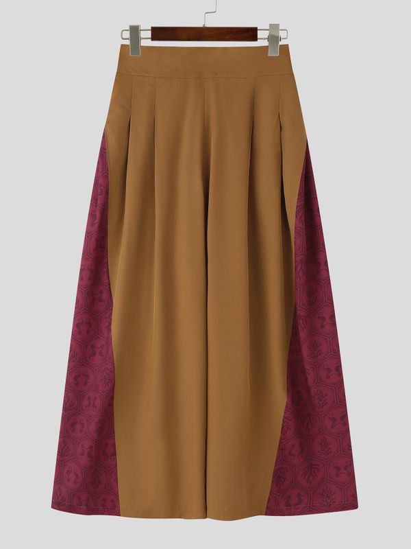 Men's Contrast Color High Waist Wide Leg Pant SKUL54383