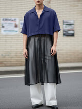 Men's Sheer Mesh Patchwork Short Sleeve Cardigan SKUL49877