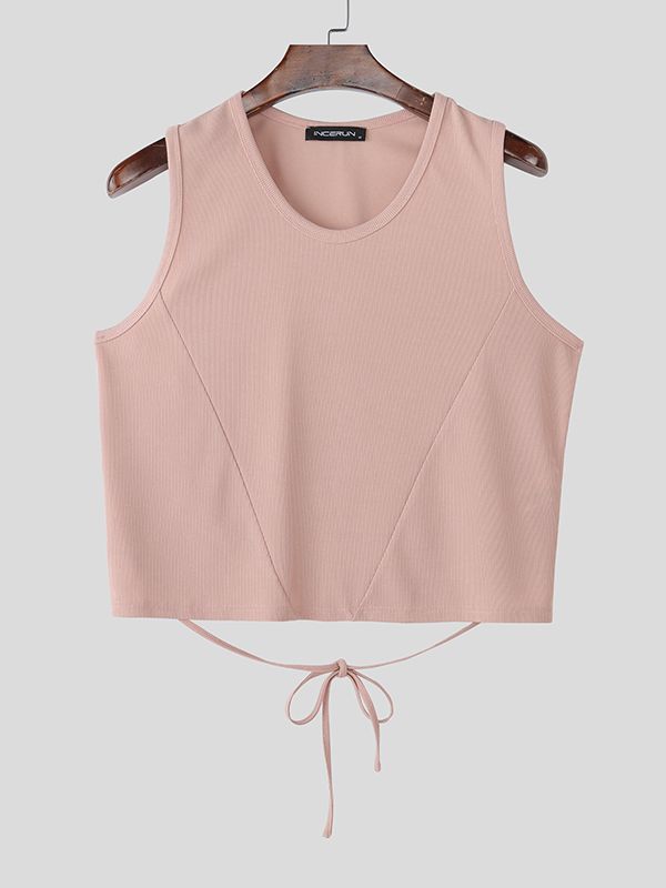 Men's Casual Textured Cropped Tank SKUL45404