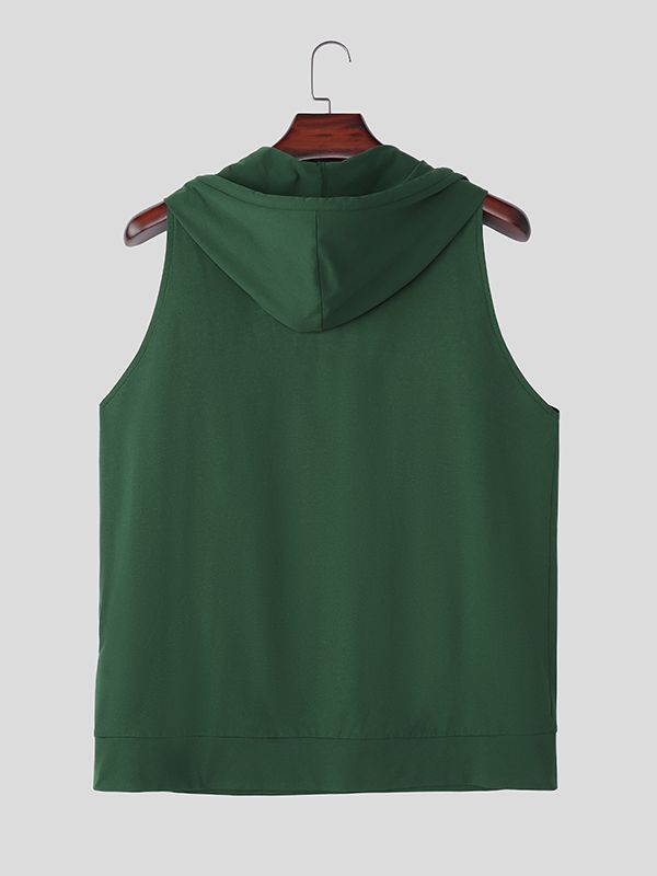 Men's American High-Street BLESS Cross Graphic Fitted Hooded Tank SKUL73205