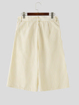 Men's Japanese Vintage Vertical Stripe High Waist Wide Leg Pant SKUL68470