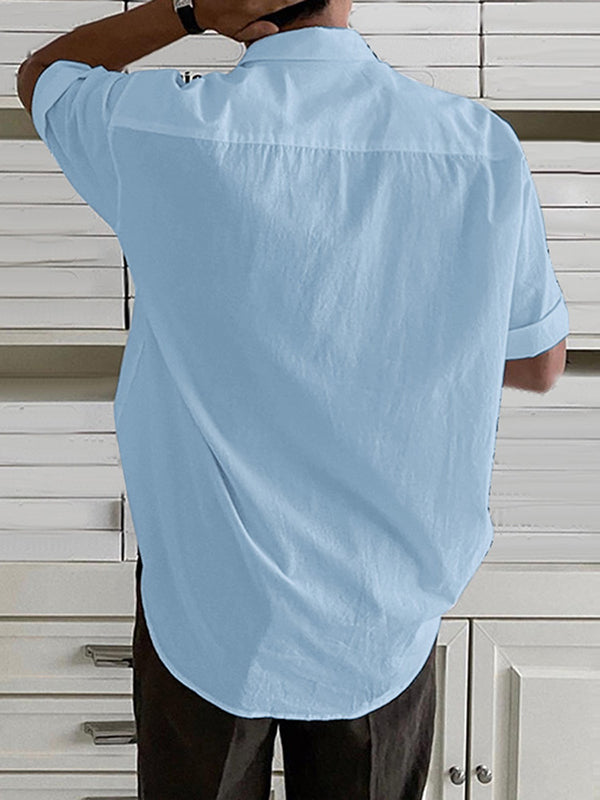 Mens Solid Chest Pocket Short Sleeve Shirt SKUK15496