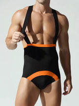 Men's Avant-Garde High-Waisted Contrast Suspender Bodysuit SKUL63814