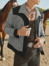 Men's Contrast Embroidered Casual Long Sleeve Jacket SKUL25793