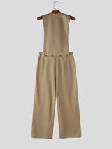 Men's Retro Party Cropped V-Pointed Jumpsuit SKUL75517