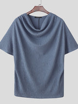 Men's Textured Cowl Neck Knit Batwing Sleeve T-Shirt SKUL41062