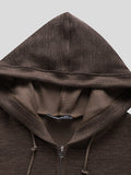 Mens Rib-Knit Double Zip Hooded Jacket SKUK29959