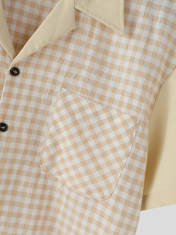 Men's Plaid Cropped Short Sleeve Shirt SKUL29767