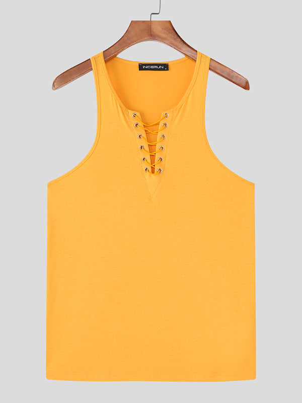 Men's Solid Color Slim Fit Casual Tank SKUL22111