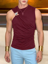 Men's Avant Garde High Street Ruched Asymmetrical Slim Fit Tank SKUL69066