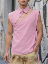 Men's Asymmetric Cut Design Sleeveless Shirt SKUL56662