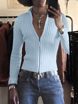 Men's Minimalist Rib Knit Long Sleeve Cardigan SKUL46574