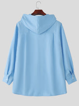 Men's Solid Color Minimalist Hooded Long Sleeve Shirt SKUL31682