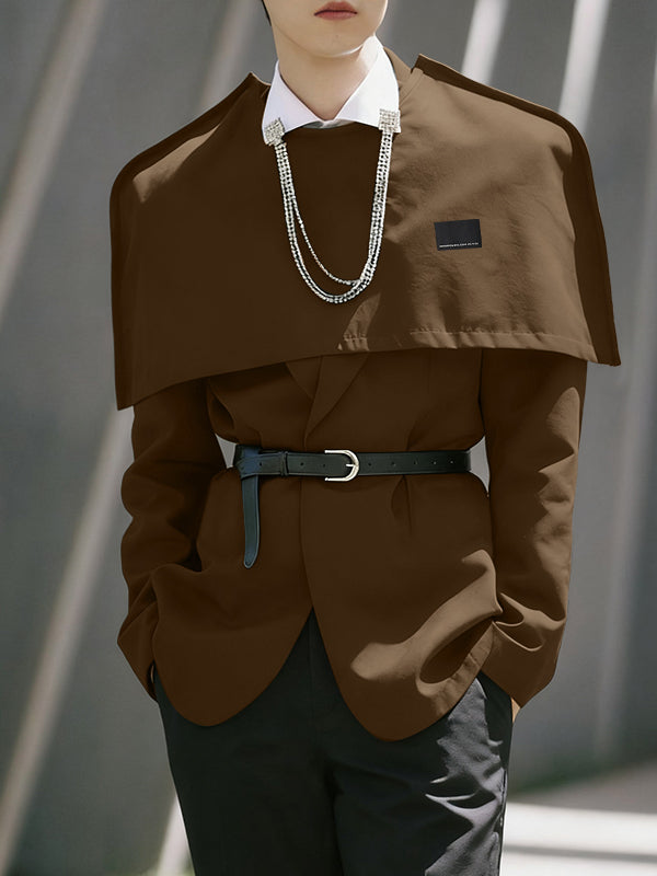 Men's Deconstructed Solid Color Cape Patchwork Casual Blazer SKUL37686