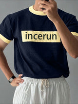 Men's Incerun Print Contrast Color Short Sleeve T-shirt SKUL47770