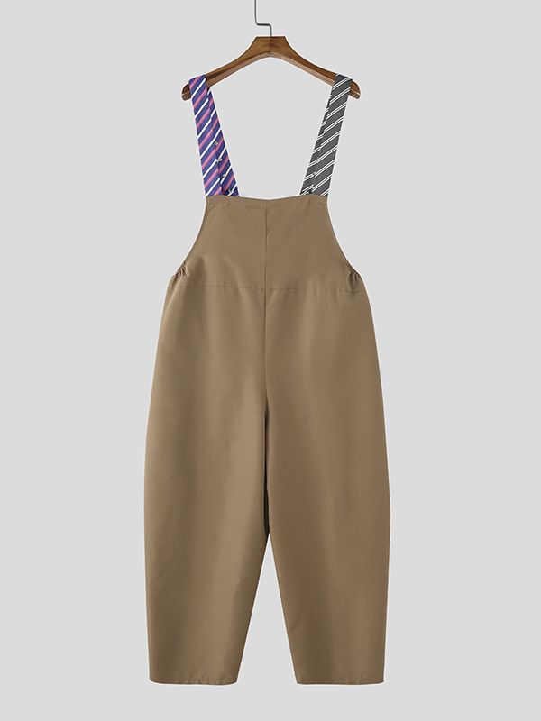 Men's Striped Tie Patchwork Jumpsuit SKUL50133