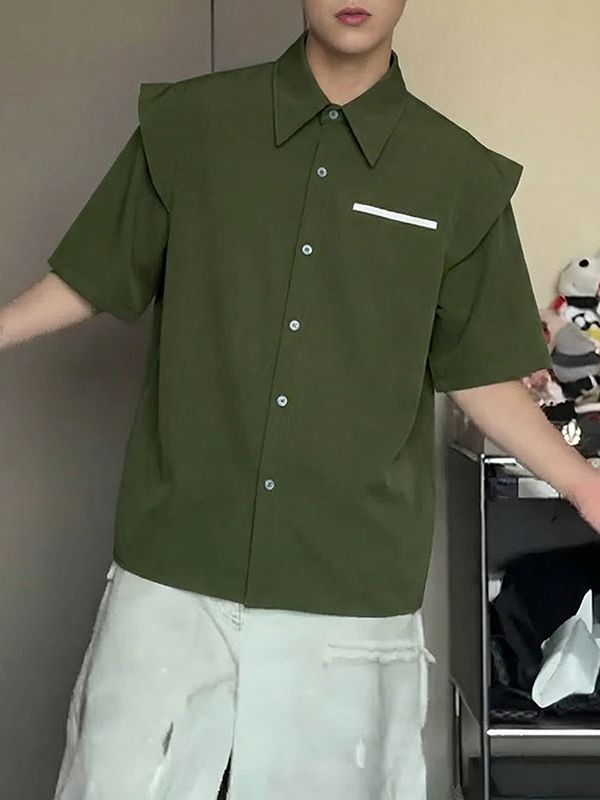 Men's Faux Two Piece Design Half Sleeve Shirt SKUL53154