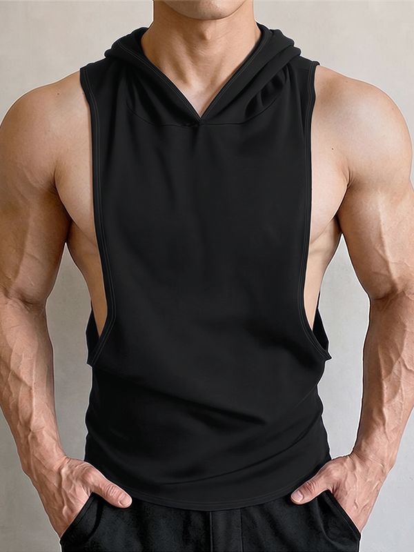 Men's Athletic Extreme Drop Armhole Hooded Fit Tank SKUL77446