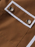 Mens Contrast Patchwork Metal Button Crop Top SKUK35457