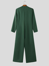 Men's Deconstructed Low Square Neck Long Sleeve Jumpsuit SKUL42668