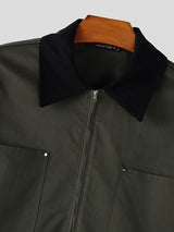 Men's Casual Contrast Collar Long Sleeve Zipper Jacket SKUL50116