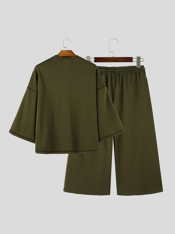 Men's Urban Streetwear Casual Daily Oversized Drop-Shoulder Two Pieces Outfit SKUL83190