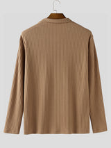 Men's Solid Color Textured Long Sleeve Sweater SKUL28545