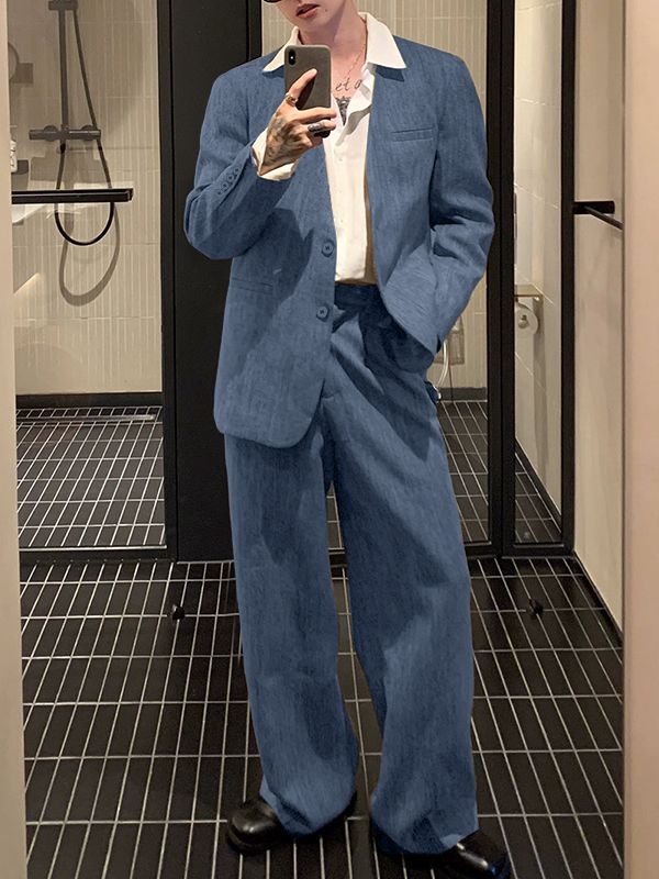 Men's Solid Casual Blazer Two Pieces Outfit SKUL34974