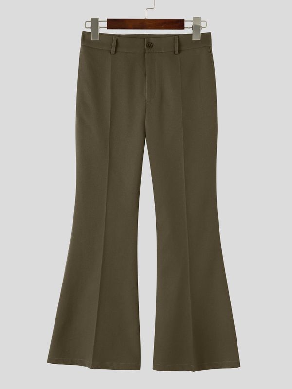Men's Retro Clean Fit Crisp Drape Tailored Long Flared Suit Pant SKUL82469