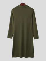 Men's Long Hem Loose Draped Neck Long Sleeve T-shirt SKUL45290