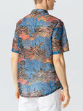 Mens Chinese Style Print Frog Button Henley Shirt SKUK14616