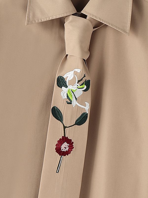 Men's Embroidered Tie Long Sleeve Shirt SKUL44951