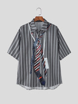 Men's Tie Print Casual Short Sleeve Shirt SKUL26907