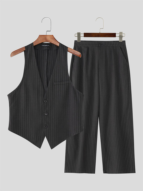 Men's Striped Casual Two Pieces Outfit SKUL22575
