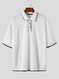 Mens Contrast Trim Fluffy Knit Golf Shirt SKUK12386