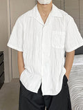 Mens Solid Texture Revere Collar Pocket Shirt SKUK20451