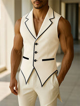 Men's Bold Stripe Colorblock Casual Waistcoat SKUL22775