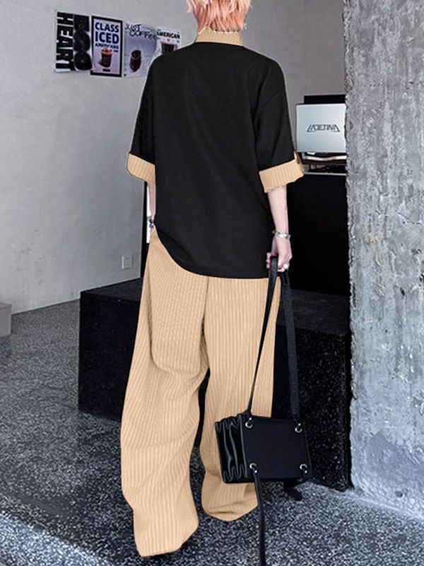 Men's Color Block Striped Two Pieces Outfit SKUL38098