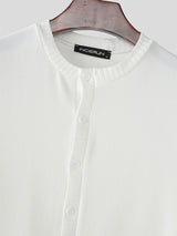 Men's Solid Color Knit Short Sleeve Shirt SKUL22811