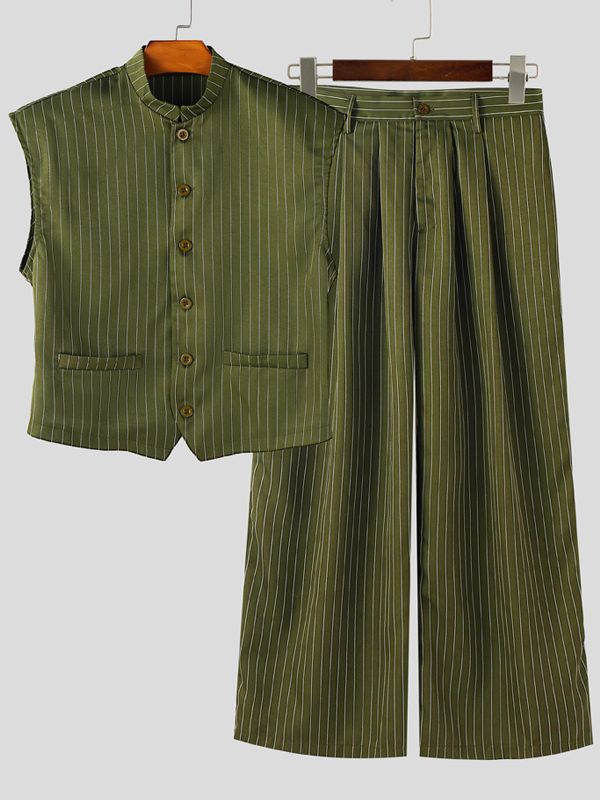Men's Casual Striped Two Pieces Outfit SKUL39761