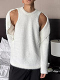 Mens Cutout Deconstruction Metal Buckle Plush Sweater SKUK39046