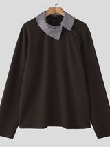 Men's Asymmetric Placket Versatile Long Sleeve Shirt SKUL40163