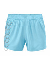 Men's Sexy Avant-Garde Side Cutout Multi-Layer Metal Chain Fitted Short SKUL72506