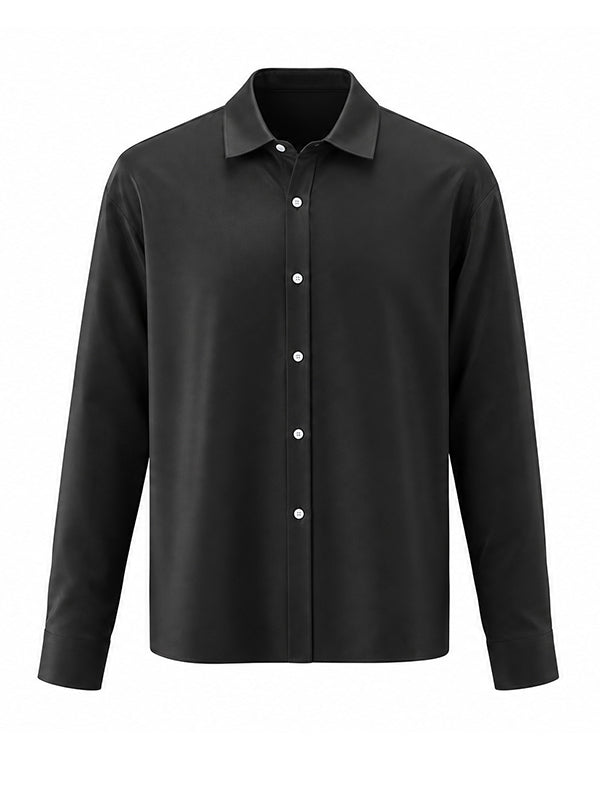 Men's Solid Color Casual Long Sleeve Shirt SKUL25952